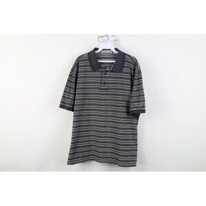 Vintage 90s Streetwear Mens XL Striped Color Block Knit Golf Polo Shirt Cotton